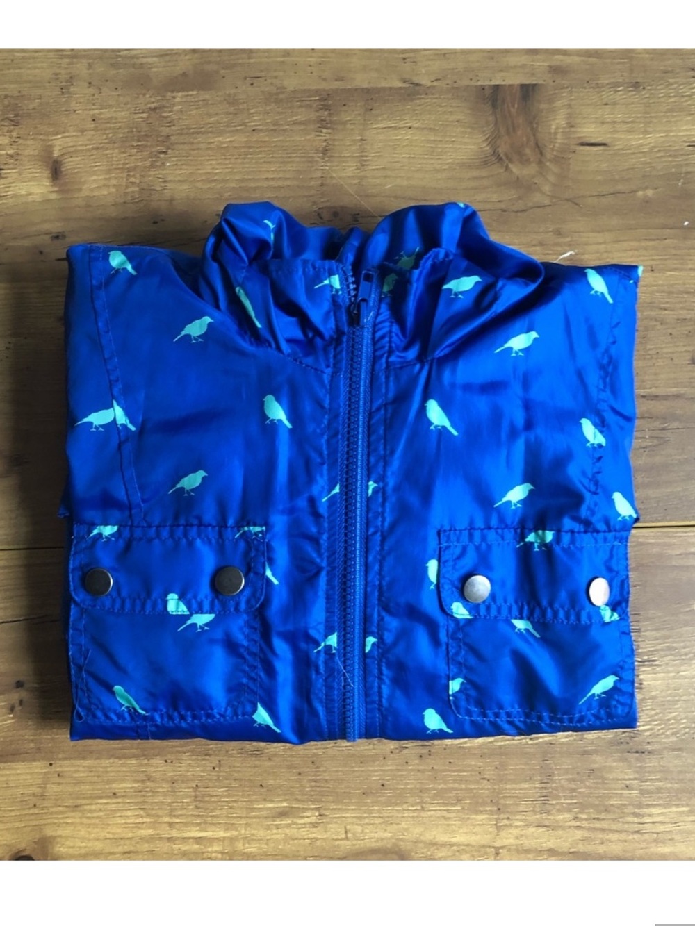 Mossimo Supply Co. Blue Hooded Lightweight Utility Jacket with Bird Print - Picture 5 of 6